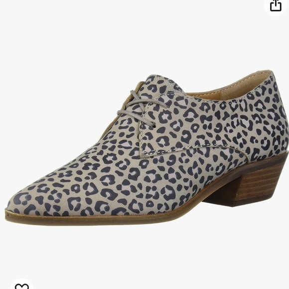 Lucky Brand Shoes - Lucky Brand Womens Erreka Lace-Up Leather Oxford Titanium Romo Leopard Size 8M